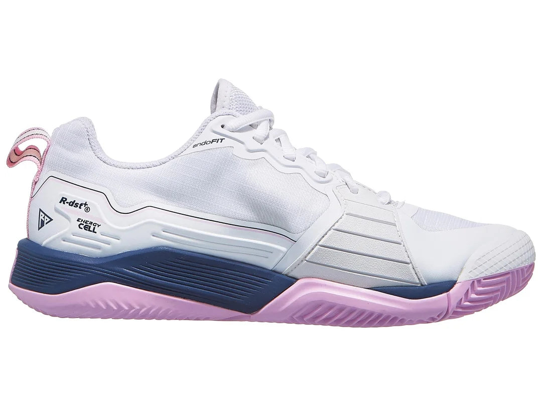 Zapatillas de tenis Wilson Rush Pro 4.5 Clay Court para mujer, color blanco y azul