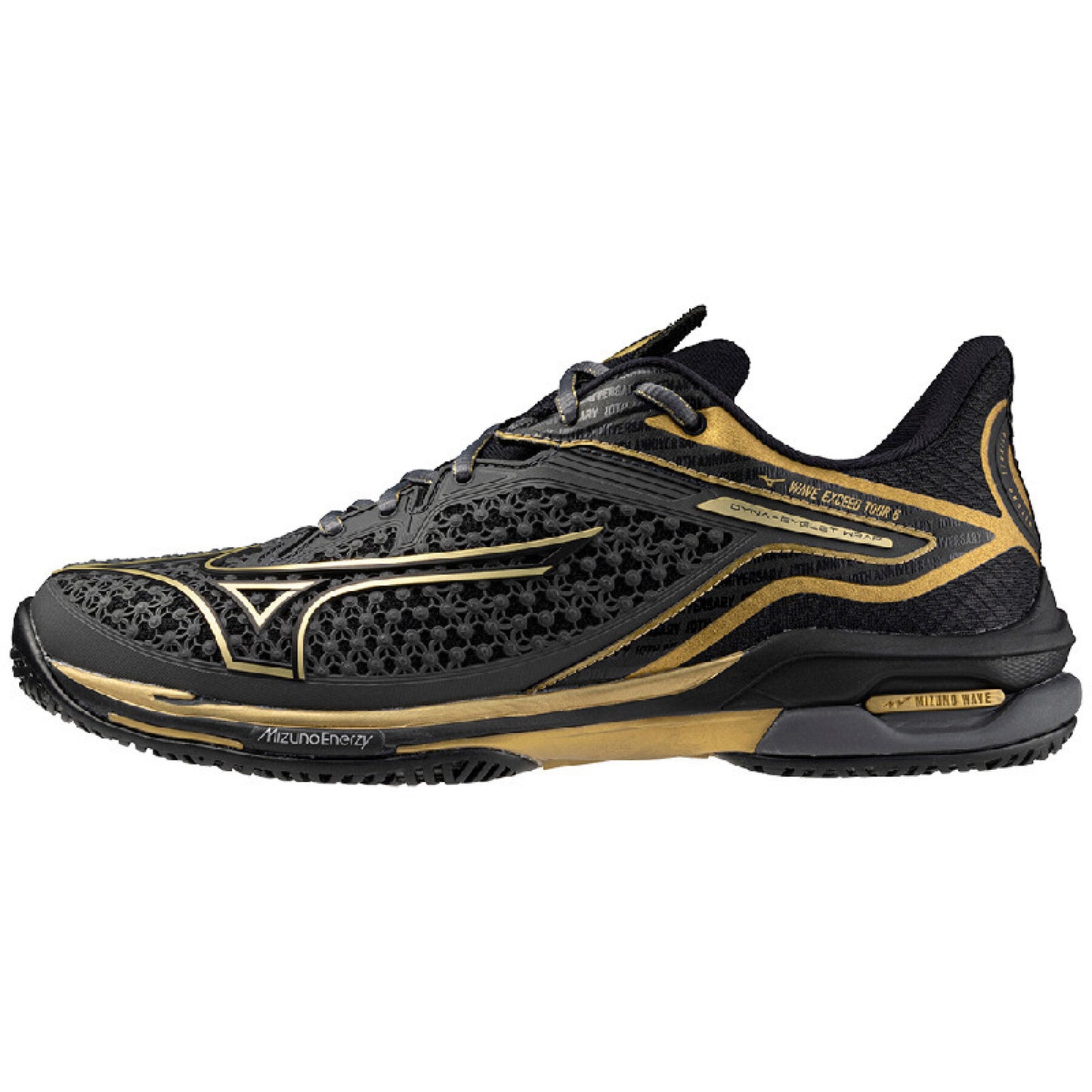 Sapatilha de Ténis Masculina Mizuno Wave Exceed Tour 6  10° Aniv. All Court - Preto/Dourado