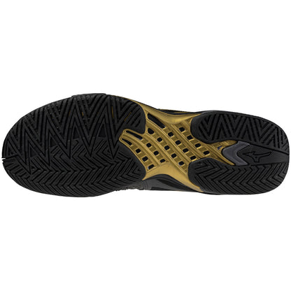 Sapatilha de Ténis Masculina Mizuno Wave Exceed Tour 6  10° Aniv. All Court - Preto/Dourado